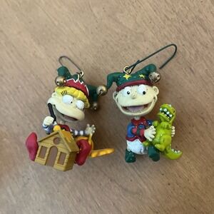 Nickelodeon Rugrats Angelica & Tommy Pickles Christmas Ornaments 1998